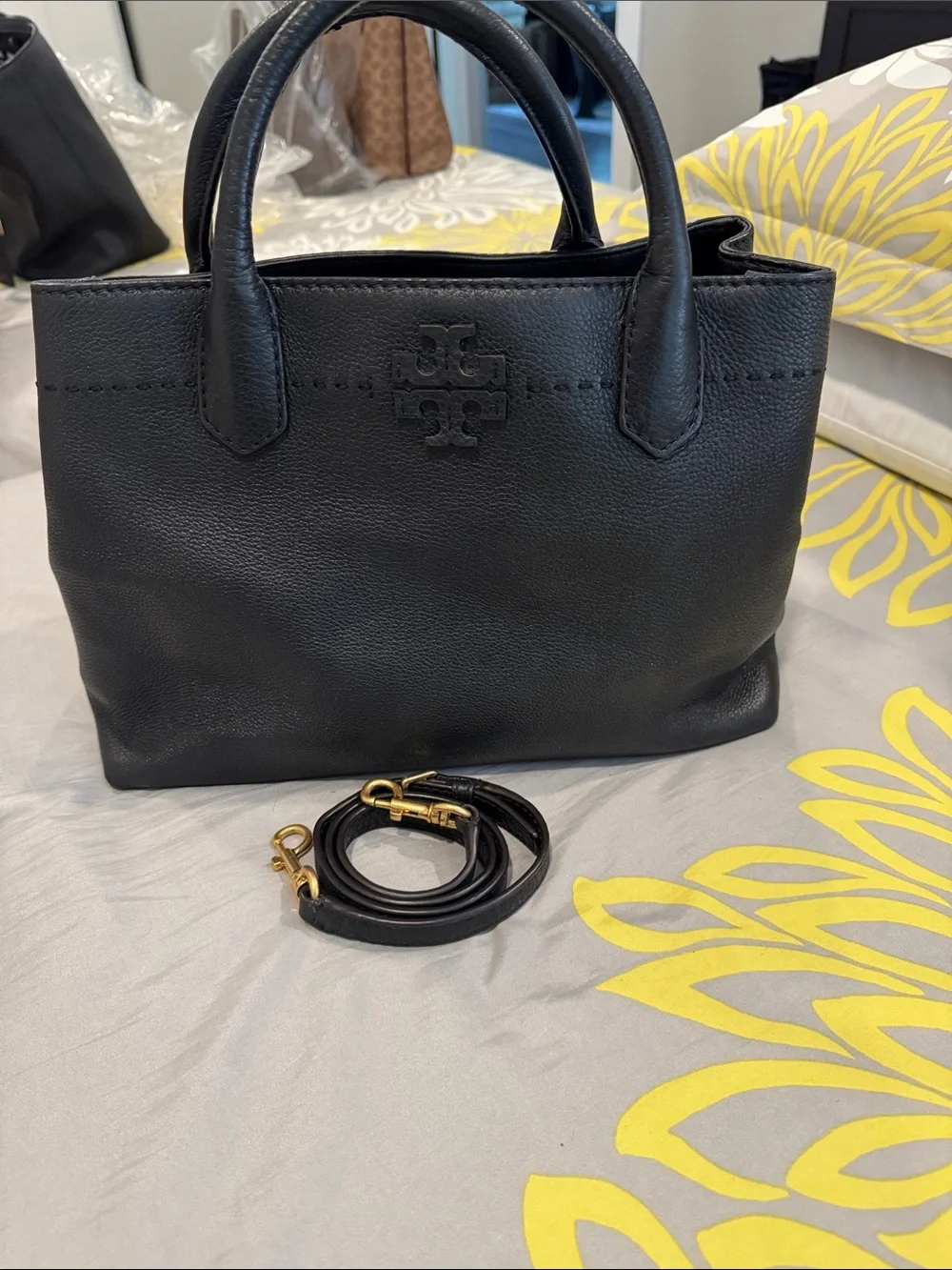 Tory Burch Black Leather Double-Handle Satchel